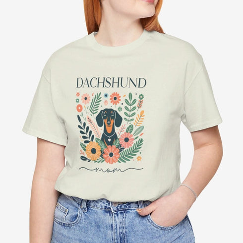Dachshund T- Shirt for Women - Dachshund Mom Shirt Floral